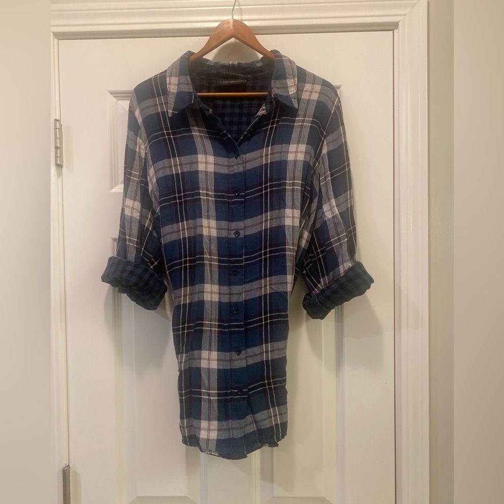 Lane Bryant Long-Sleeve Button-Down Plaid Flannel